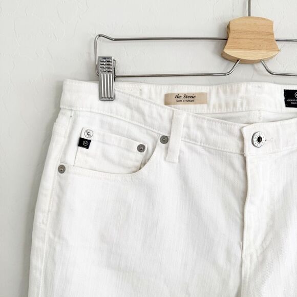 AG Adriano Goldschmied The Stevie Slim Straight Leg Jeans in White Size 32R - Picture 6 of 9